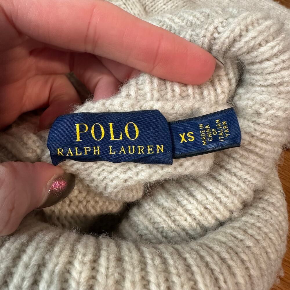 Ralph Lauren Chunky Knit Turtleneck Sweater Preppy Classic Cozy Oversized Beige - Picture 10 of 12